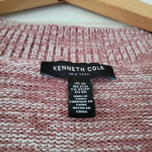 Kenneth Cole Pink Cropped Sweater V-Neck XS Oversized - Picture 2 of 8
